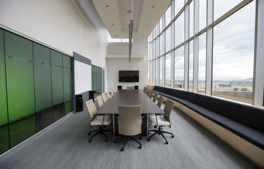spacious meeting room with panoramic windows