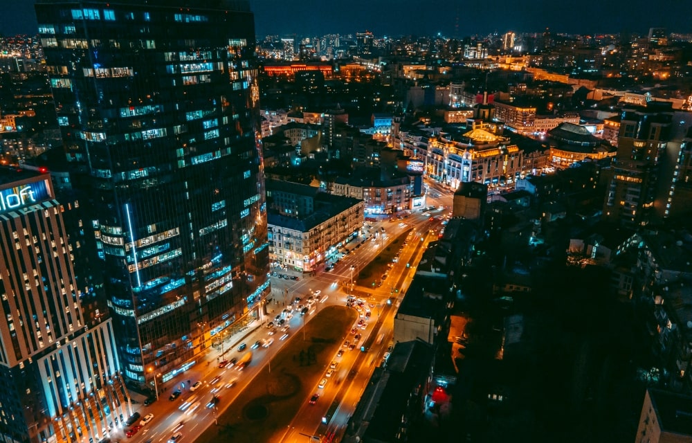 Night view of the Ukrainian metropolis
